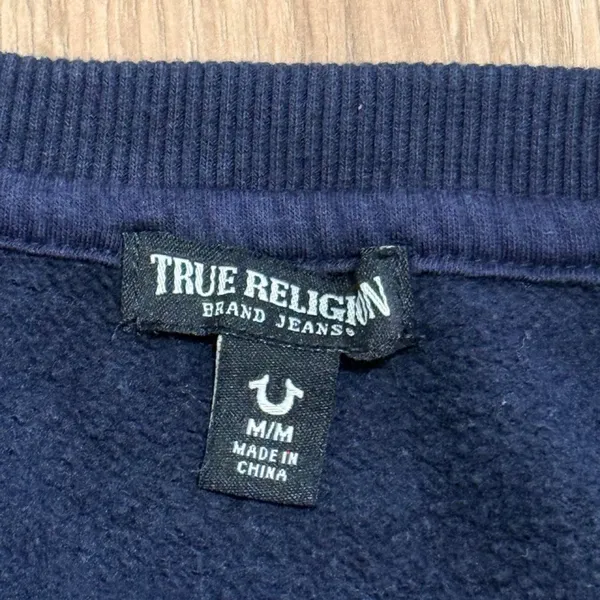 True Religion black Buddha Graphic‎ Crewneck Sweatshirt Medium Copper Gold Logo - Image 3