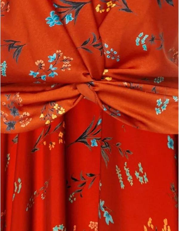 Caroline Constas Silk Cape Top Burnt Orange Floral Print Twist Tank Top Small - Image 3