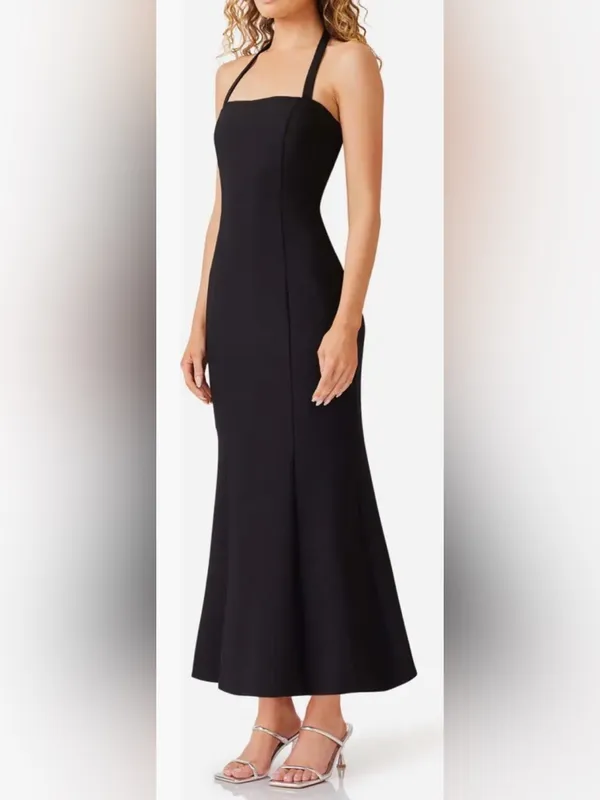 NEW ELLIATT Selena Sleeveless halter Midi Black Dress sz M - Image 3