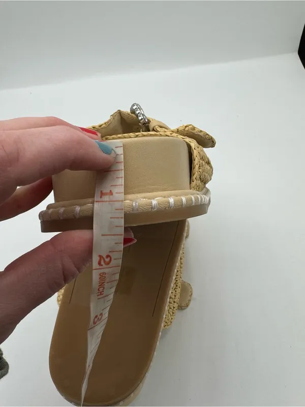 Anthropologie Dolce Vita Size 8 Shauny Crystal Buckled Slide Sandals Tan Beige‎ - Image 3