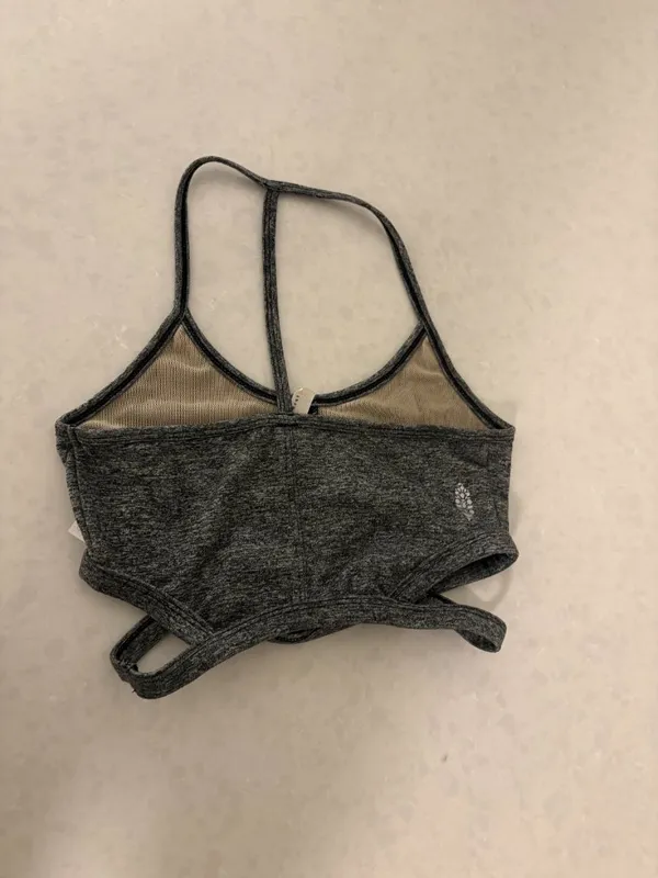 Free People Movement Sports Bra XS Xtra Small Charcoal Grey Cut Outs Polyester - Image 2