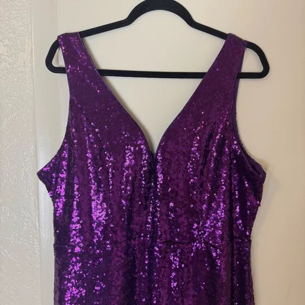 Venus Purple Sequin Maxi Dress Size XL - Image 3