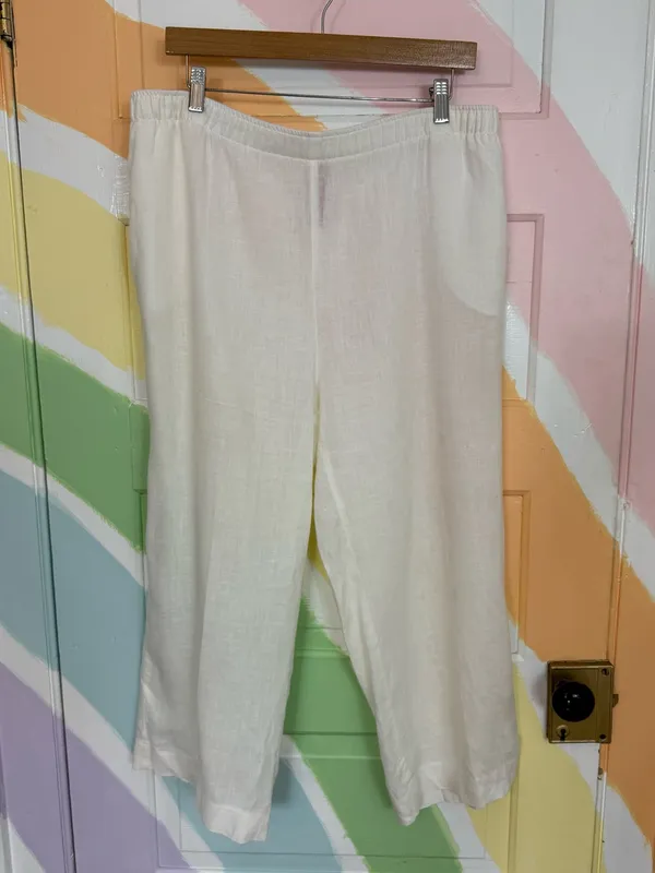 IC By Connie K 100% Linen Elastic Waist Wide Leg Pull On Pants Sz M 💛🍄 - Image 2