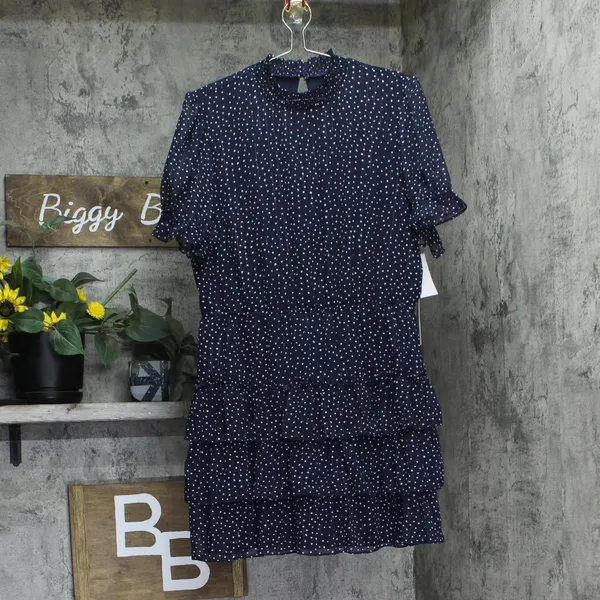 NWT Crystal Doll Short Sleeve Babydoll Dress Navy Blue / White XL - Image 6
