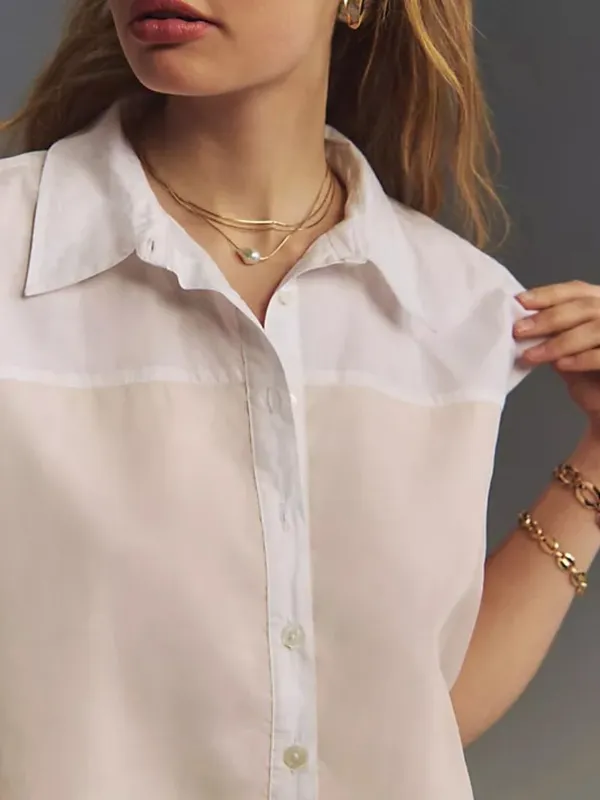 Maeve Anthropologie Bennet White Sleeveless Buttondown Muscle Tank Top M - Image 13