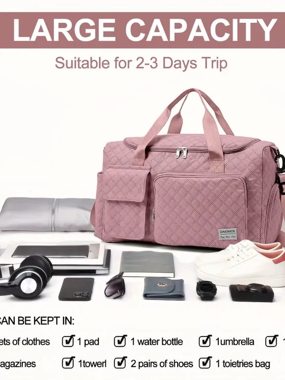 Quilted Pink Travel Duffel Bag Women's Carryall W - Image 6