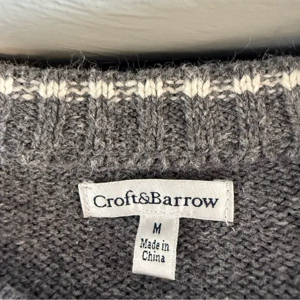 Croft & Barrow Full Zip Sweater Grey Snowman Snowflake Knit Ugly Sweater Granny - Image 8