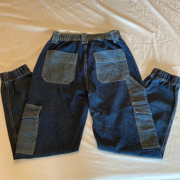 Adika Two-Tone Blue Denim Cargo Jumpsuit - Image 4
