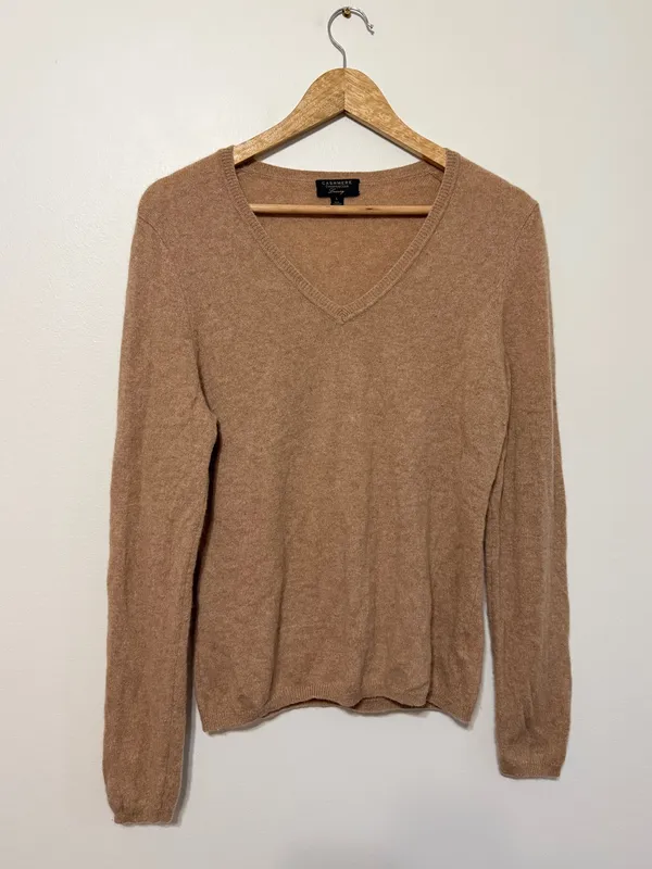 Charter Club Cashmere V Neck Sweater Size Large Women’s Neutral Tan Beige - Image 2