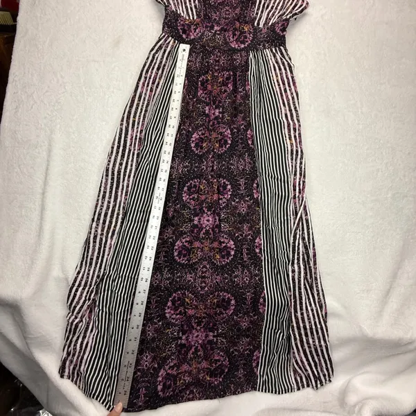 Free People Maxi Dress Size 8 Midnight Combo Striped Floral‎ Rayon Blend - Image 9