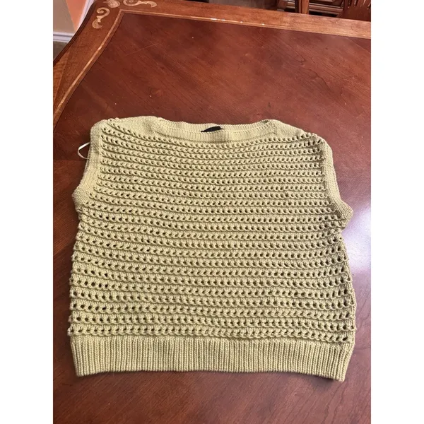 Broadway Crochet Tank Top - Women's Medium, Sage Cotton Blend - Image 4
