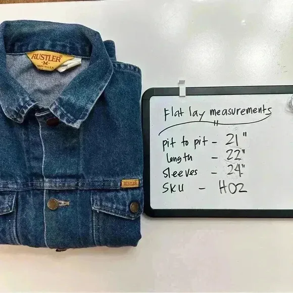 Vintage Rustler Jacket Medium Wash Boxy Crop Denim Trucker Jean Womens‎ Medium - Image 13