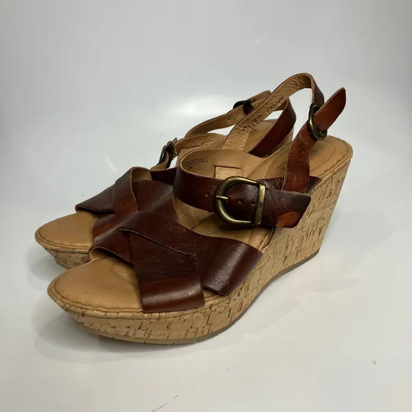 Born Emmy Quarter cork wedge Sandals‎ brown leather straps women's size 40 - Image 4