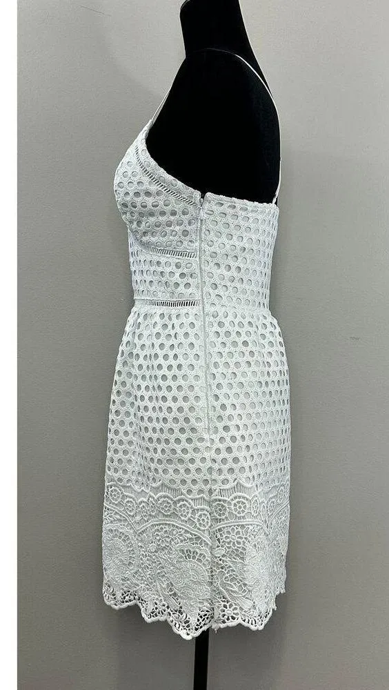 Abercrombie & Fitch White Crochet Lace Eyelet Strappy Mini Dress - Image 6