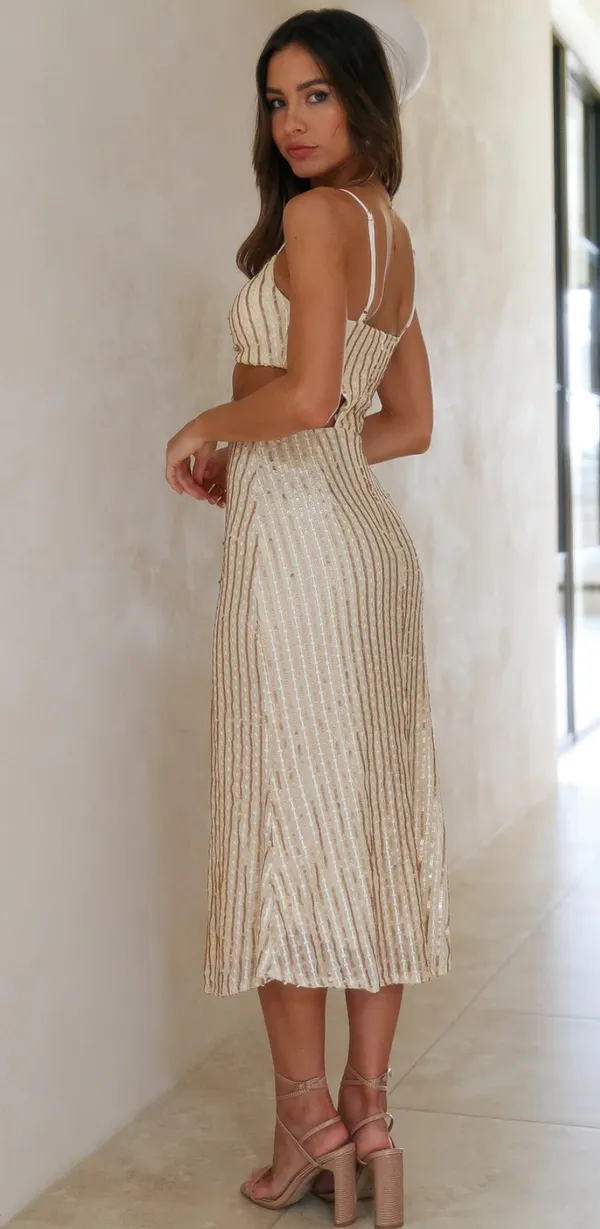Hello Molly Sparkling Love Midi Dress Gold - Image 3