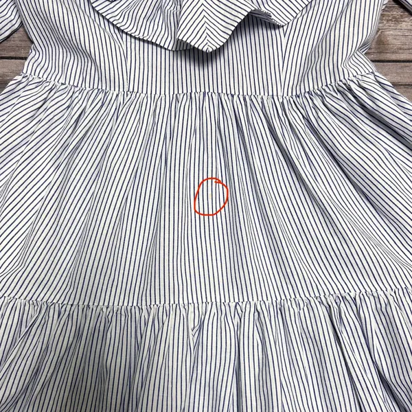 Saylor Blue White Stripe Zerina Plunging V Neck Puff Short Sleeve Mini Dress S - Image 11