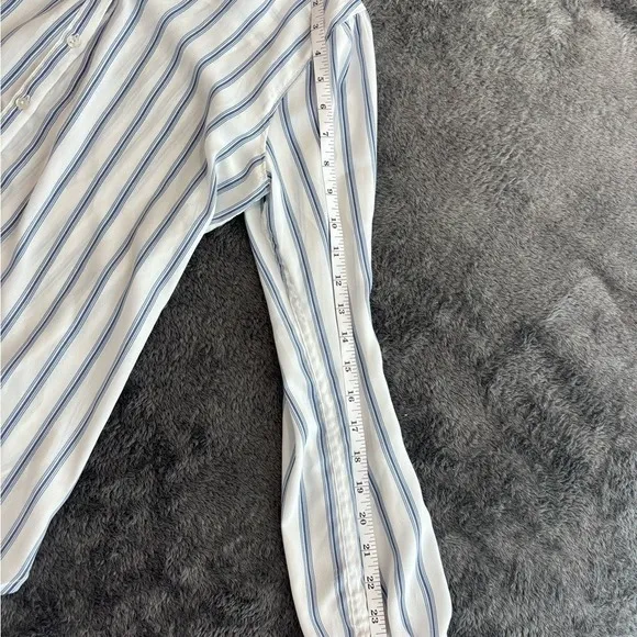 Abercrombie & Fitch Blue White Striped‎ Tie Cuff Button Down Shirt Womens Medium - Image 4