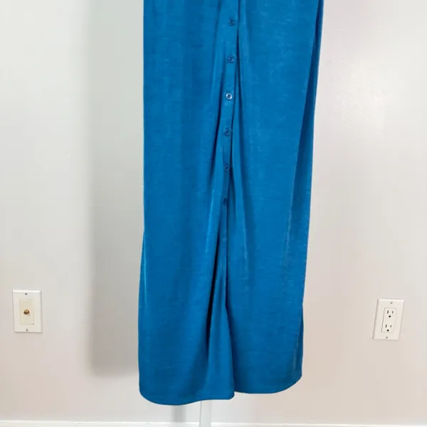 Morning Mist sz 10‎ Blue Button Front Maxi Dress Short Sleeve Fairy Feminine - Image 3