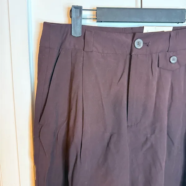 NWT A New Day Chocolate Plum High Waisted Wide Leg Pleated Trousers - Image 3