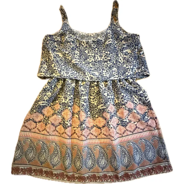 Abercrombie & Fitch Dress Womens Size S Blue Floral Paisley Ruffle Mini - Image 3