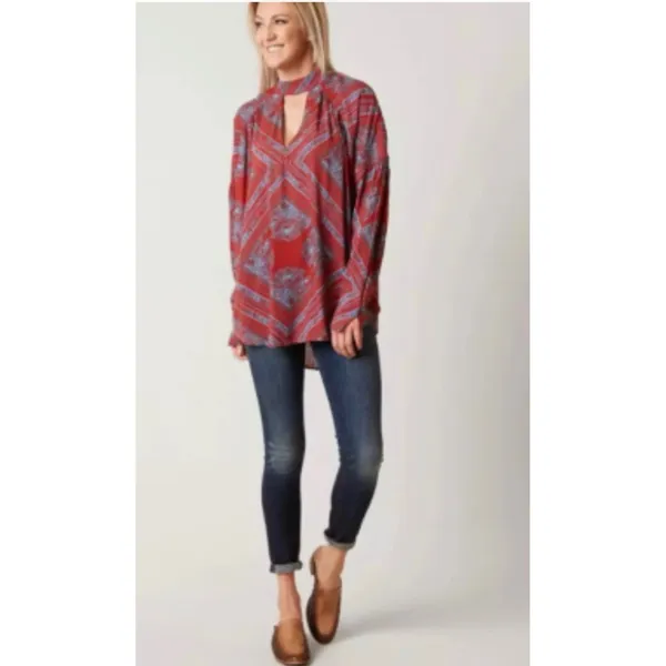 Free People Walking on a dream tunic keyhole top M Western Boho Festival - Image 3