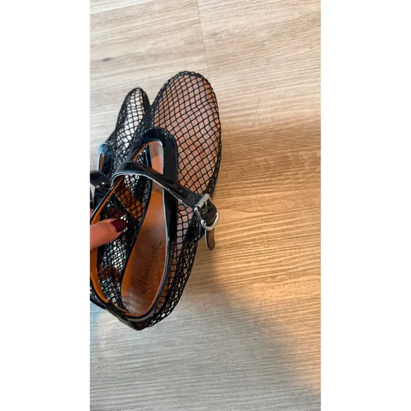 Mucccute Black Mesh Mary Jane Flats Patent Trim Buckle Strap Shoes Size 6 - Image 2
