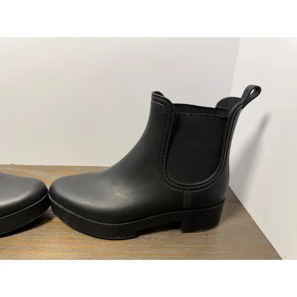 Jeffrey Campbell Women's Size 8 Black Chelsea Rain Boots Ankle Pull On - Image 2