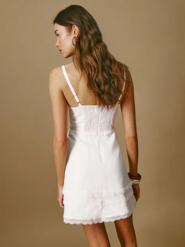 NWT White Arya Linen Mini Dress 2 - Image 3