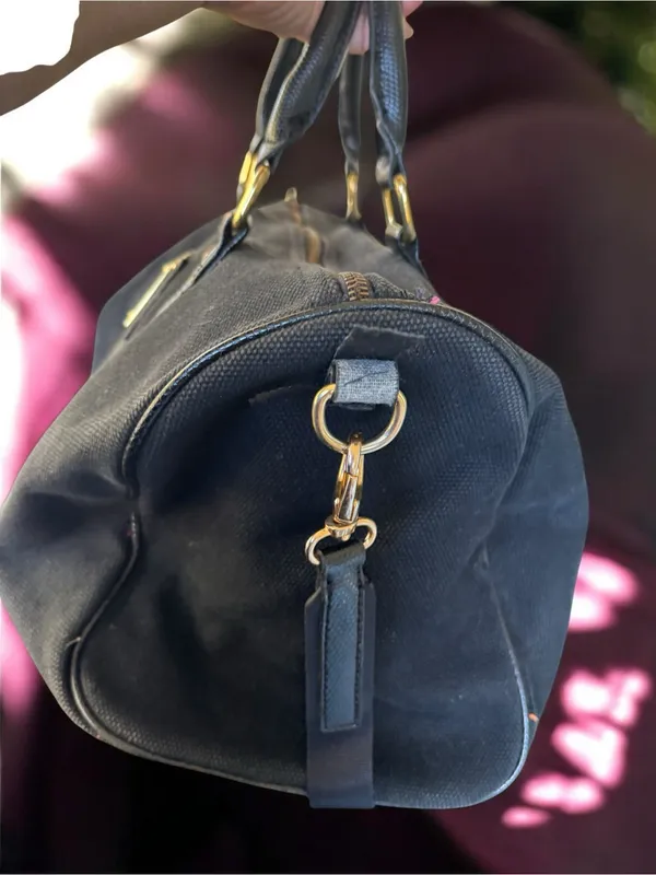 Victoria's Secret Black Canvas Weekend Travel Duffel Bag - Image 10