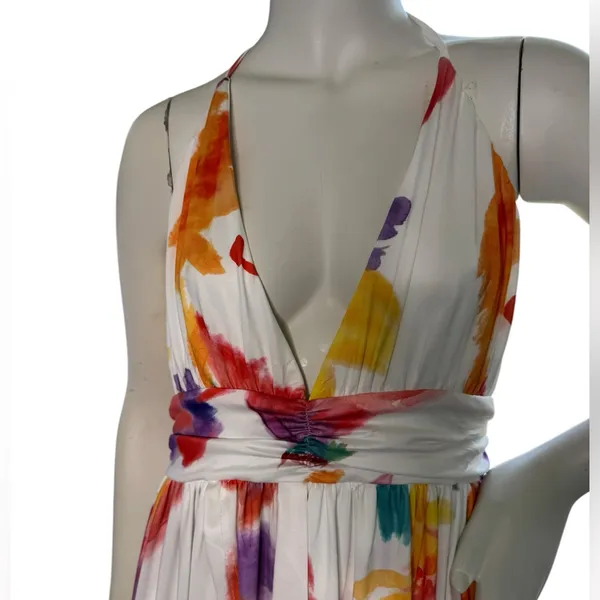 LORAGAL Floral Deep V Neck Floral Ruched Cinch Waist Maxi Dresses-Large NWT - Image 5