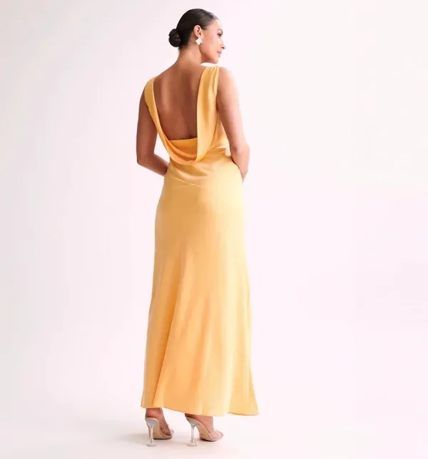 Meshki Yellow Backless Dress - Image 2