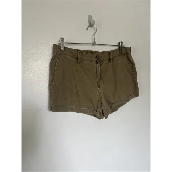 Hinge Shorts Cuffed Olive Green Stretch Mini Size Small Small Pockets - Image 3