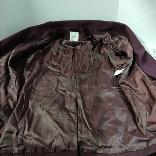 $238 Avec Les Filles Womens Coat XL Burgundy Wool Blend Double Breasted Jacket - Image 7