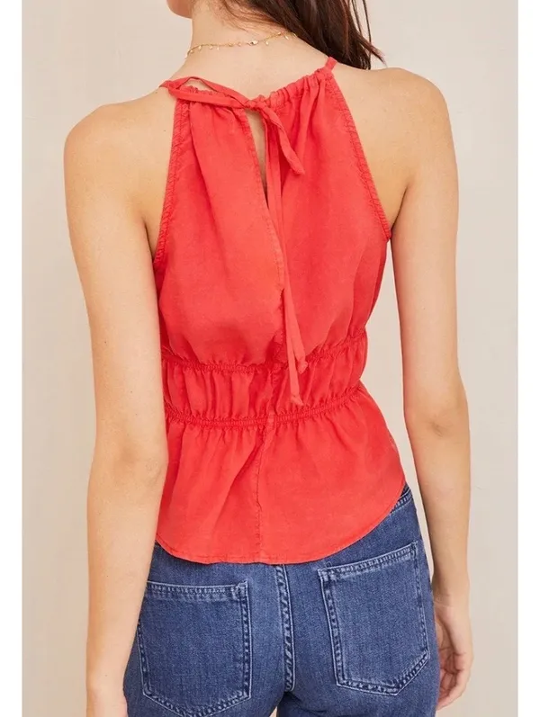 Bella Dahl Red Sleeveless Peplum Top Size Small - Image 2