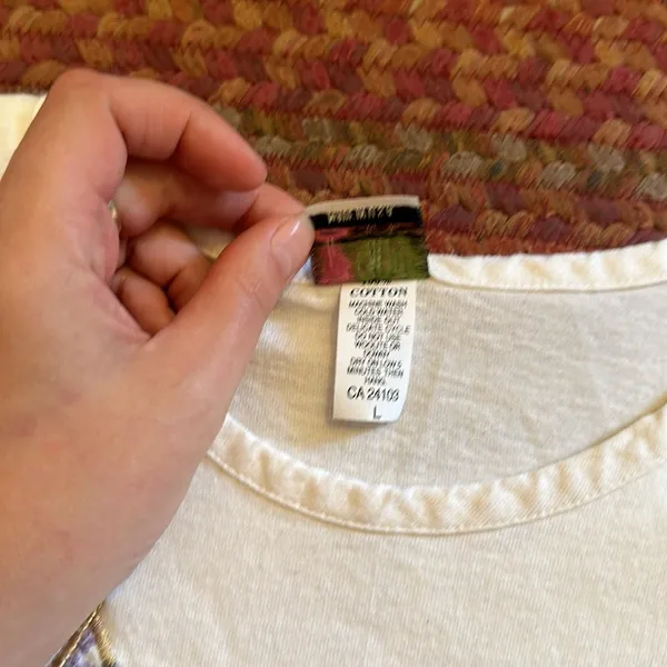 VTG CREAM BIRD NEST COTTAGE CORE TEE Size L - Image 5