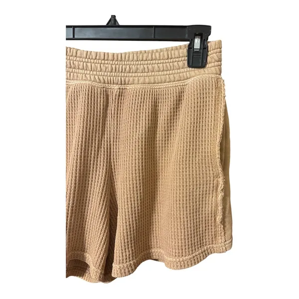Aerie Waffle Knit Textured Shorts Womens Small Brown Pull On Pockets Sz S - Image 3