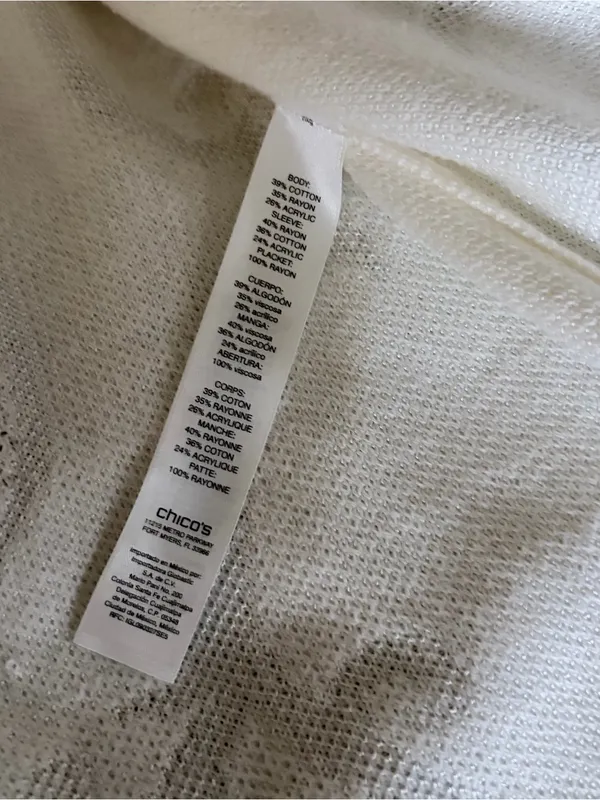 Chico's Off-White Jacquard Open-Front Long Duster Cardigan Size 3 XL - Image 10