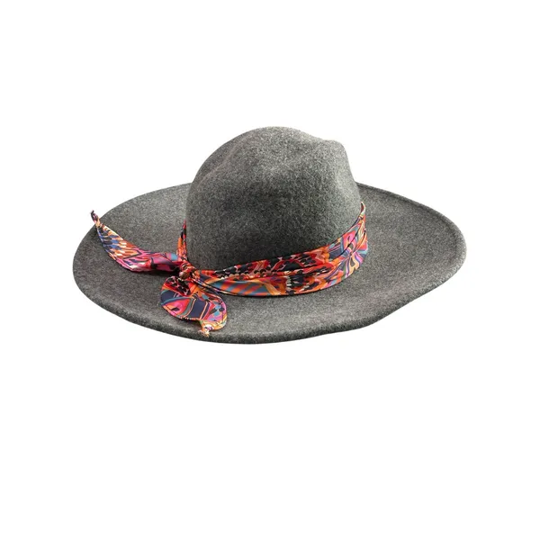 Johnny Was 100% Wool Gray Scarf Band Wide Brim Western Cowboy Fedora Hat OSFM - Image 2