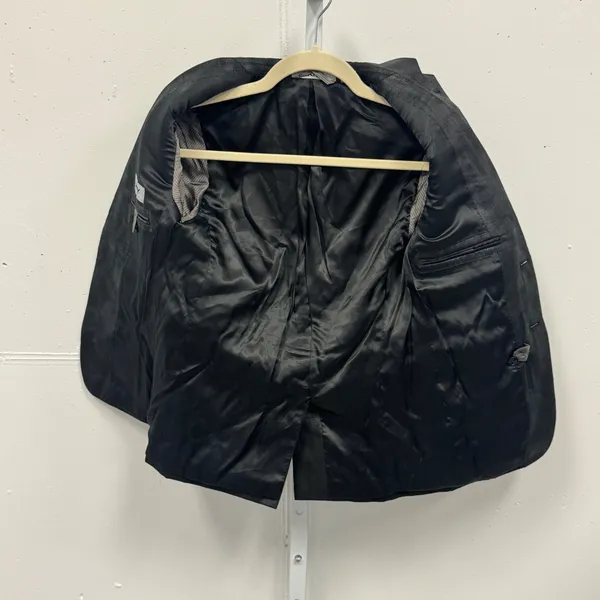 DKNY Black Faux Leather Textured Blazer Jacket Womens Size 10R Two Button Career - Image 3