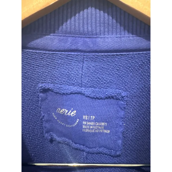 Aerie Blue Self Care Club‎ Crewneck Sweatshirt Distressed Oversized XS - Image 4