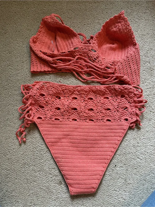 La Knitteria hand knit bikini set coral - Image 4