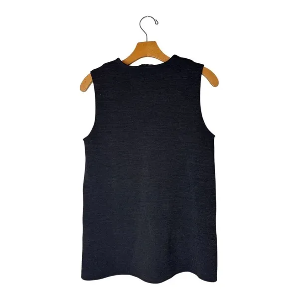 Zara Shirt Women Small Gray Crew Neck Sleeveless Knit Side Slit Tank Top Tunic‎ - Image 3