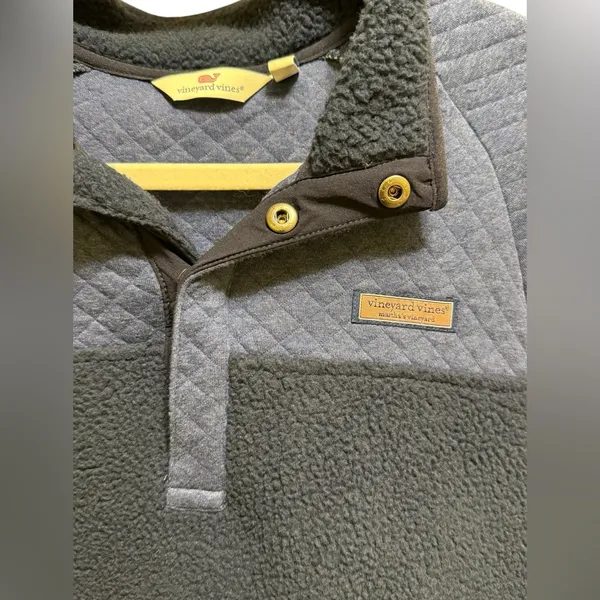 Vineyard‎ Vines Mixed Media Sherpa Shep Shirt Pullover in Blue Quilted Fleece L - Image 3