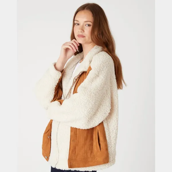 NWT BLANKNYC Faux Suede & Faux Shearling Trucker Jacket Small, CATCH ME OUTSIDE - Image 8