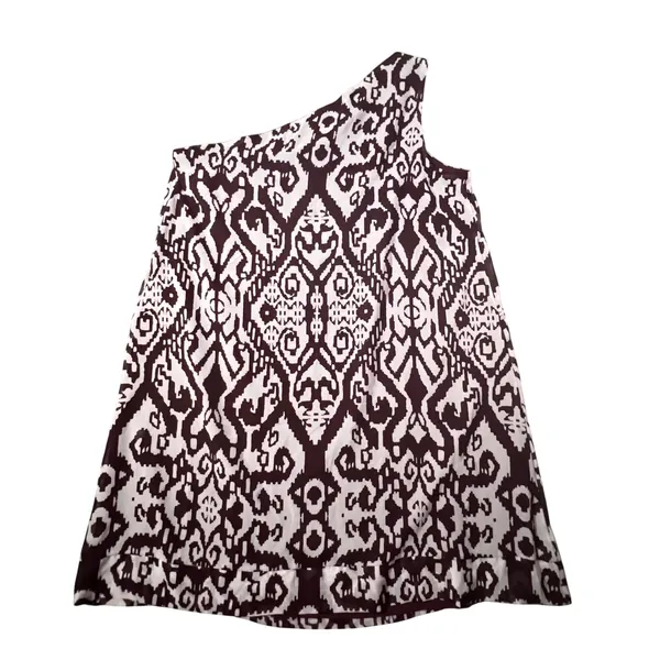 New York & Company Eva Mendes Dress Women Large Burgundy Ikat One Shoulder NWT‎ - Image 2