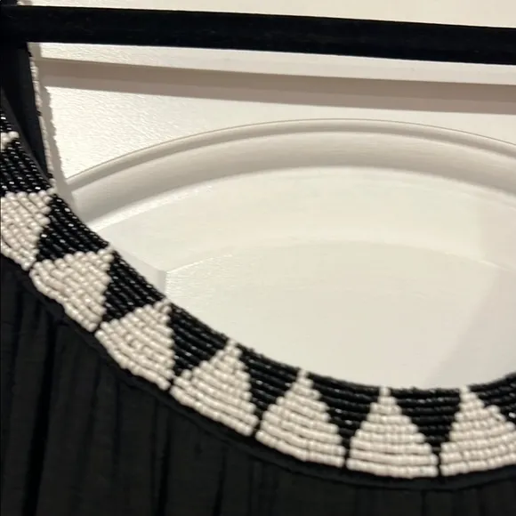 Zara Black Maxi flowing Grecian Dress medium with beaded straps. Never worn‎ - Image 3