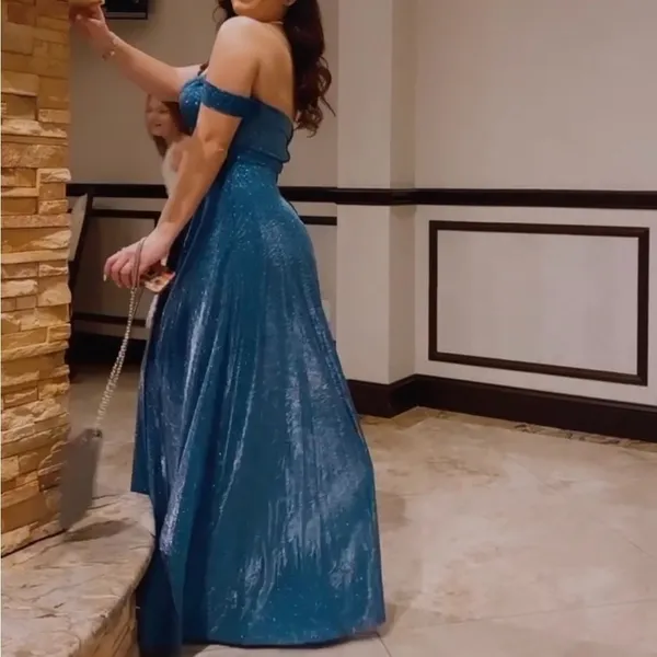 Sparkling Blue Gown Size 6 - Image 3