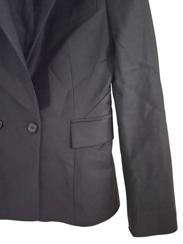 Zara Black Wool Blend Double Breasted Tailored Blazer Women's Medium - Image 4