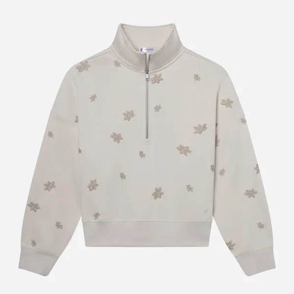 Elevated Faith Floral Half Zip Sweatshirt L Cream Cropped Cozy - Image 7