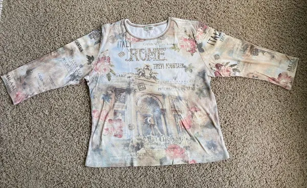 Vintage Cactus Rome Top Sz L 3/4 Sleeves - Image 2